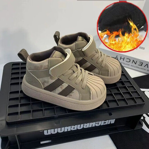 Terranis Yangma recommends new winter children's shoes, non-slip, soft sole, lightweight and warm, boys and girls, plus cotton baby 2, black plus velvet 22_inner length 14cm