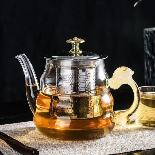 Kangpujia thickened high temperature resistant open flame heating high borosilicate glass teapot 304 filter liner home office tea making set one tea warehouse not recommended