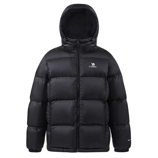 Camel Down Jacket Men's Water-Repellent Duck Down Men's and Women's Thickened Outdoor Cold-proof Winter Bread Jacket Women's Black Unisex Style, 7674B 2XL