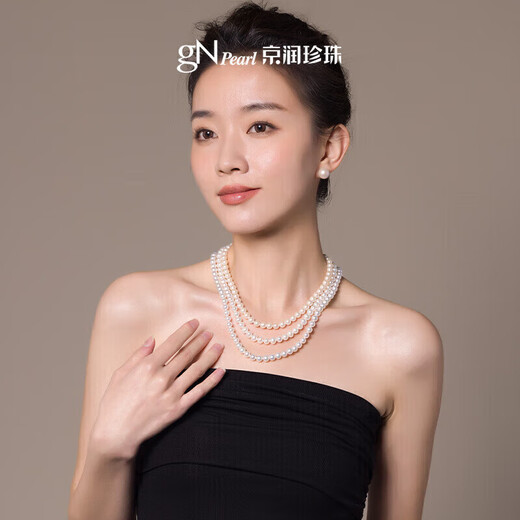 Jingrun Pearl Necklace S925 Silver Shaohua Selected Near Round Highlight Freshwater Pearl Necklace for Mother’s Birthday Gift for Women
