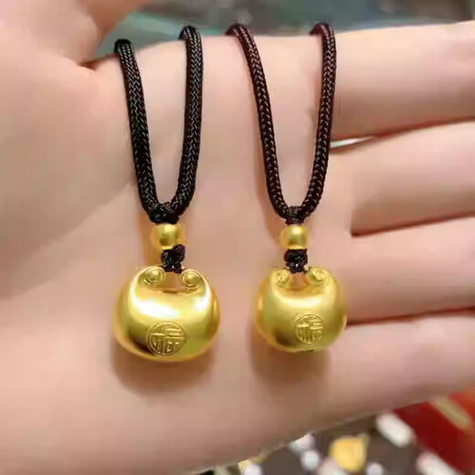 OIDSG Old Phoenix 999 gold-plated silver big and small fat blessing pendant ancient method small fat blessing pendant pendant small gold lump safety lock small fat blessing 16mm + gold 0.3