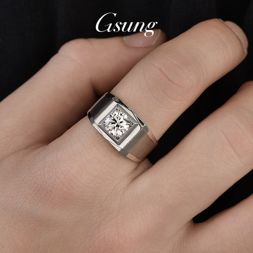GsunG platinum PT950 men's cultivated diamond ring, atmospheric pure platinum brushed wide ring for men, smooth and fashionable. Priced by gram. Contact before bidding.