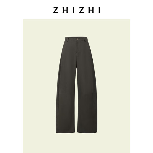 致知致知ZHIZHI 倾杯近 薄料弯刀裤女2025夏季新款宽松长裤松紧腰 烟熏绿 XS