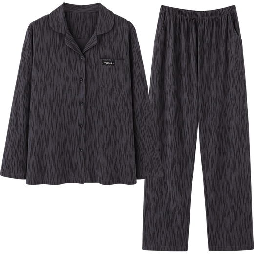 Princess Mark couple pajamas, spring and autumn pure cotton long-sleeved, fashionable and high-end, same style for men and women, can be worn as outerwear, home clothes M91714 lapel suit, men's XL