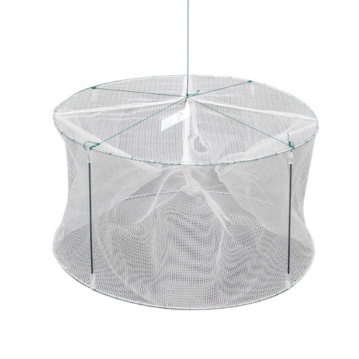 Fishing net, shrimp cage, fishing artifact, catching loach, eel cage, shrimp net cage, multifunctional folding fishing tool, fishing net, large single layer - white cloth round cage - 4 holes