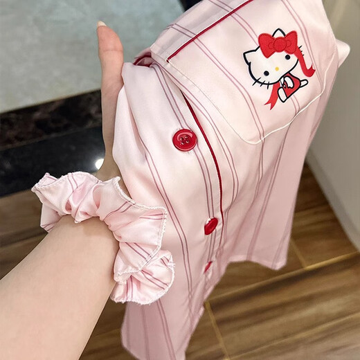 梦特娇（MONTAGUT）甜美可爱Kitty冰丝睡衣女2025新款感夏天薄款家居服套装 kad#13546 5XL m建议75-95斤