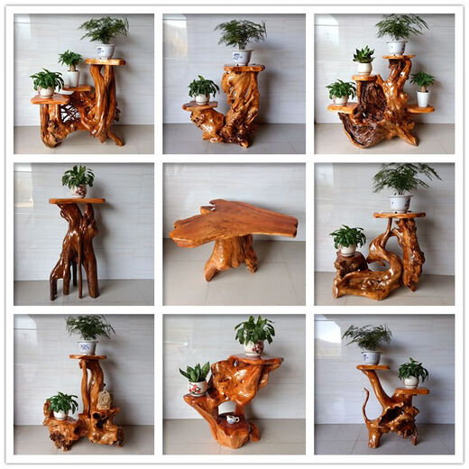 
Log root carving rack tree root natural ornament living room multi-layer bonsai rack fish tank solid wood base balcony 16868
