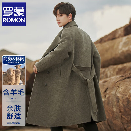 Veste en laine en laine à double poitrine Romon pour le manteau d'affaires en toison double face double face pour les hommes pour le trench pour le trench masculin M-Brown M.