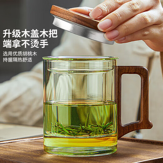 Niye tea cup glass green tea cup tea water separation heat-resistant thickening with filter men's office personal use high-end