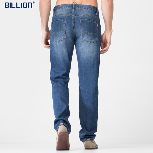 Milliarden Sommerjeans Herren-Gerade dünne schnelle trockene, coole Freizeithosen mittelkundig und atmungsaktiv und leicht zu versorgen j19674 674 mittelblau (79 innere Länge) 32 (2,52 Fuß)