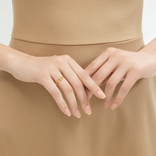 Chow Sang Sang Gold Sparkling Sand Lucky Star Open Ring for Women 11661R Price 2.25g