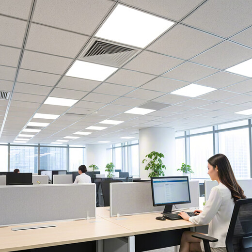 Magic color LED mineral wool board panel light 595x595 flat panel light gusset square office grille ceiling integrated ceiling recessed lighting white light 48W-single package