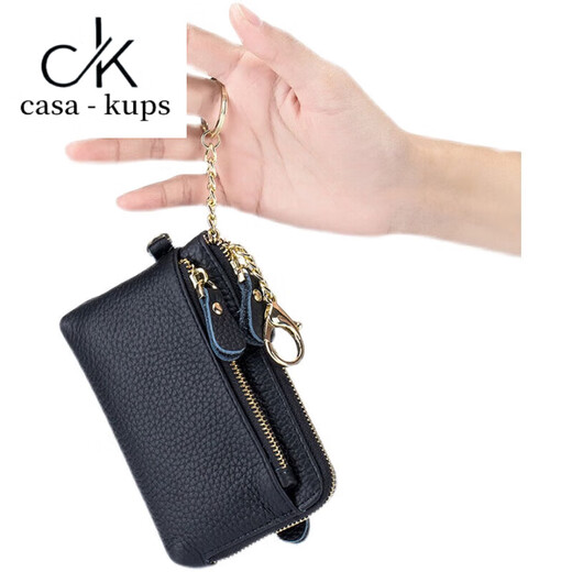 Casa-kupsck Leder Brieftasche 2025 Multifunktions-Key-Tasche für Männer Einfacher handgehaltener Reißverschluss Kartentasche Coin Bag Denim Blau