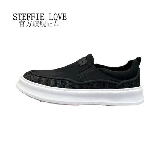 STEFFIE LOVE春夏季新款时尚休闲鞋男透气百搭轻底一脚蹬男鞋冰丝布鞋9892帅 黑色运动鞋尺码 39