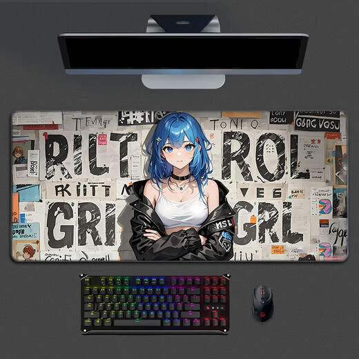 Juyingfeng großes Mauspad, Büro, Spiel, E-Sport, FPS, glatte Matte, zweidimensional, Anime, hoch aussehende Jungen und Mädchen, High-End-Desktop-Matte, 800 x 300 x 2 mm, Zeitungsmädchen