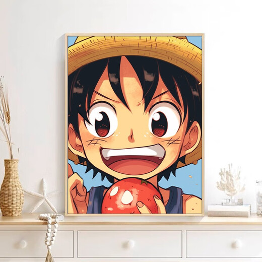 Noxuan fifth gear Luffy One Piece graffiti filled digital oil painting diy hand-painted acrylic oil painting color painting nx9898 60*80cm stretched solid wood inner frame + outer frame default