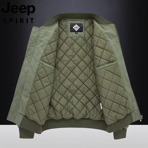 JEEP SPIRIT吉普2025年秋季棉衣男纯棉水洗夹棉加厚飞行员夹克休闲棒球领外套 9227军绿（夹棉厚款） 4XL 适合195至210斤