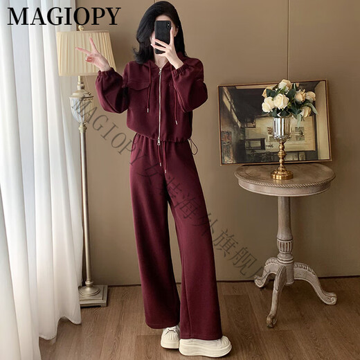 MAGIOPY国际奢侈高档品牌小个子穿搭休闲运动套装女2025春季洋气红色短款 红色两件套 S(100斤以内)