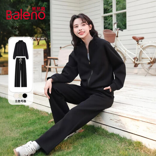 Baleno sports and leisure suits for women 2025 autumn and winter new temperament age-reducing stand-up collar sweatshirt jacket wide-leg pants two-piece set