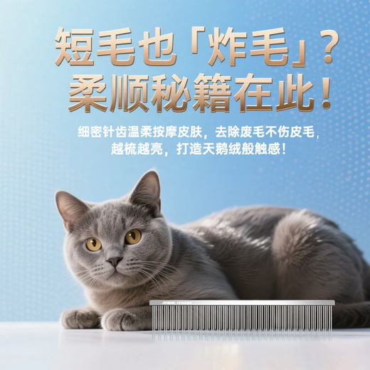 Brother Dou recommends a competition-level double-tooth comb for cats, a dense-tooth comb to remove floating hair and open knots, puppet British short, small size