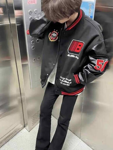 YIMENGTO Yimen camel baseball uniform spliced national fashion jacket men's spring and autumn American retro embroidered letter design trendy brand handsome jacket XL