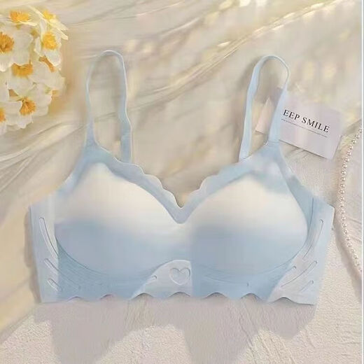 Summer delgados senos pequeños sin marcas, ropa interior de soporte suave de gelatina para mujeres que recolectan senos sin anillos de acero, senos grandes, sujetadores pequeños. Piece simple [Champagne White] M tamaño [34/75ABC]