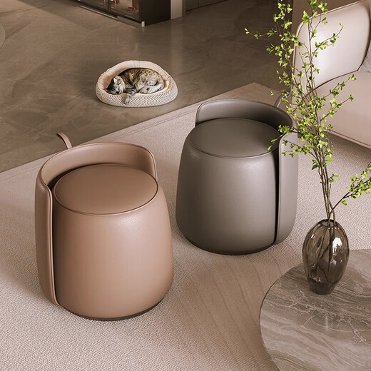 Fat Donglai's same style dressing table stool light luxury high-end modern simple light luxury makeup chair home bedroom makeup stool high-end gray (imported technical microfiber leather + 360 silent turntable)