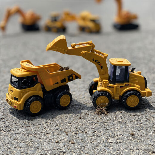SHANTOULIN Village Village Drop-Resistant's Children's Inertial Engineering Vehicle Excavator Excavator Truck Truck Boy Set Play Crawler Excavator sans inertie 16856