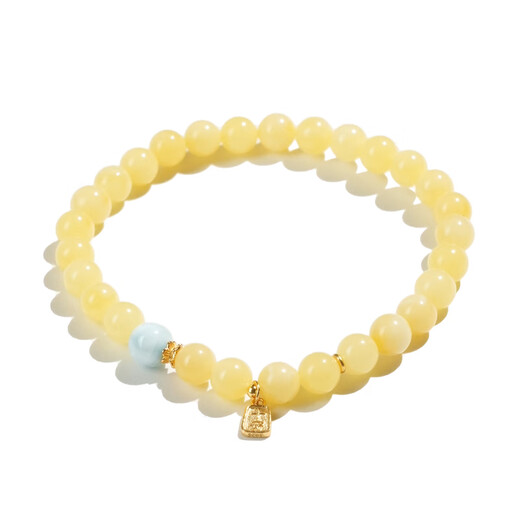 Qingcheng Mountain Natural Genuine Unoptimized Russian White Flower Beeswax Bracelet Women's Amber Pixiu Versatile Bracelet for Gifts and Toys 6mm White Flower Sea Pattern Stone Bracelet Has Been Fragranced