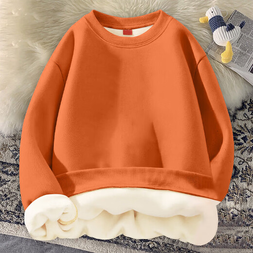 Children's clothing boys' velvet thickened one-piece velvet round neck sweatshirt autumn and winter medium and large children's fashion loose jacket top 108-blue 140