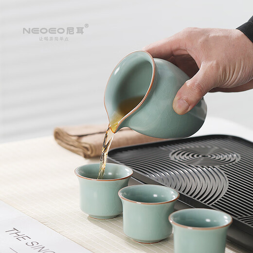 NEOEO NEOEO Tianqing Ru Kiln Split Glaze Can Support Kung Fu Tea Set Home Teapot Teacup Tea Tray Complete Set Gift Box NEOEO Nier Ru Kiln Split Glaze Set N1321