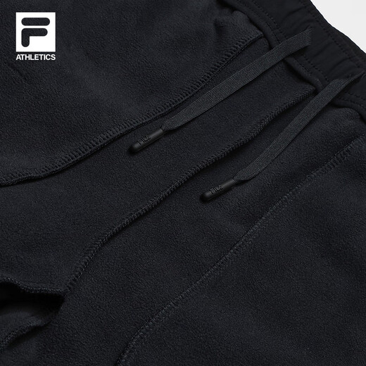 FILA official men's knitted trousers 2025 winter new fitness sports basic plus fleece straight pants dark black-BK 3XL 190/96A/XXXL