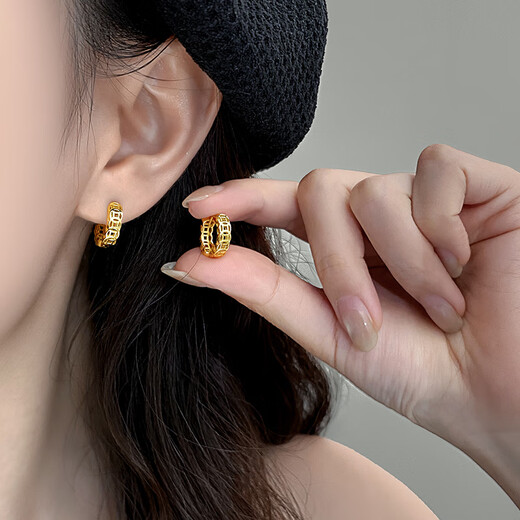 Ruihongxiang 999 sterling silver ear needles to attract wealth, copper money earrings, Qian Duoduo, light luxury, high-end retro new Chinese style earrings and earrings 999 sterling silver ear needles - gold - copper money earrings to attract wealth
