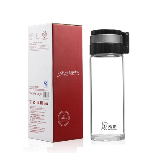 希诺（HEENOOR）车载加厚单层玻璃杯 茶漏男士大容量泡茶杯便携提环 6076 6076-695ML+杯套杯刷