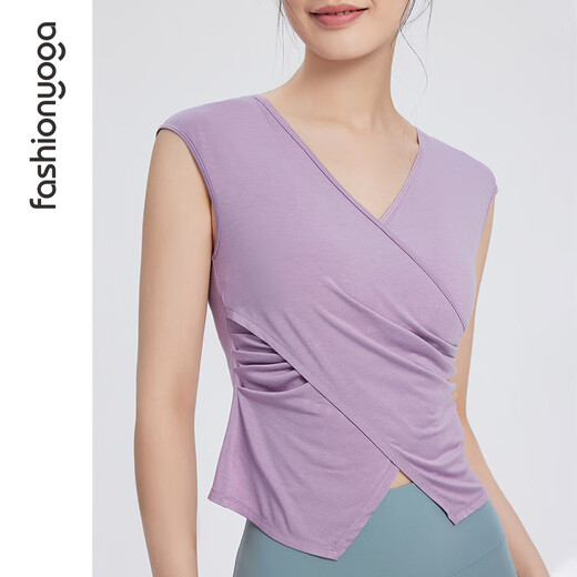 Fansheng Yoga Mode, einfaches und komfortables Design V-Ausschnitt lässig Taille Slimming Außenweste Außen F14223 Weiches Pulver s