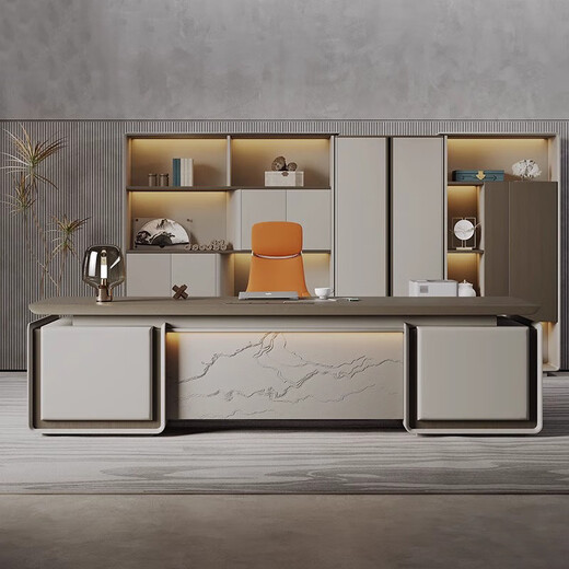 Hanjitangyu simple president desk high-end office chair combination chairman boss desk office executive desk computer workbench 2.4 meters executive desk without side cabinets