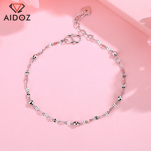Aido Diamond pt950 platinum bracelet for women, round beads, cool style, fashionable, versatile platinum chain, adjustable, weight 2.0-2.2 grams + delivery certificate