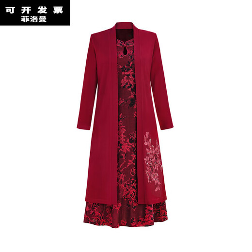 菲洛曼老年人衣服妈妈装高档的60岁喜婆婆春夏老年婚宴两件套连衣裙2024 9227红色(假两件套)收藏加购优先 M(80-95斤以内) 均码