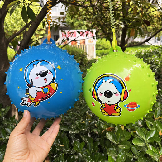 悦卜西瓜球儿童充气弹力小皮球婴幼儿宝宝手抓拍拍球按摩球幼儿园玩具 吊绳足球+西瓜球【带打气筒】