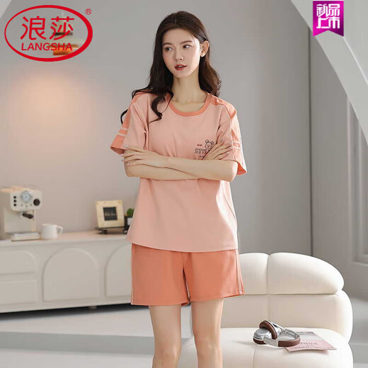 Langsha (Langsha) reines Baumwollsommer-Pyjamas Frauen Pullover Pyjamas Sommer Kurzarmshorts bequem und lässig nach Hause Kleidung Z9856 M [Vorgeschlagen 80-100jin [Jin gleich 0,5 kg] tragen]