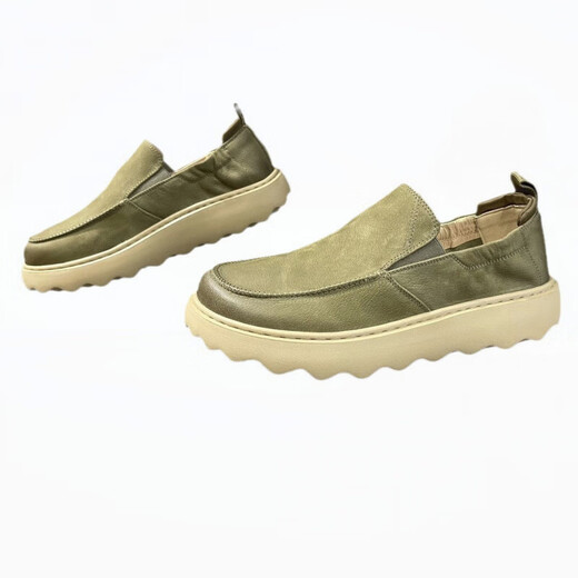 
GY Jinlilai 2025 summer thick-soled lazy man kicks loafers leather hollow travel shoes men's shoes breathable sports rest 9898 yellow leather surface 40