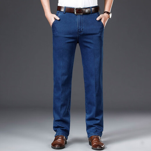 Sieben Wölfe High-End-Sommer-dünne hübsche hübsche elastische Männer mittleren Alters Jeans junger Männerhosen Loose Daddy's Outfit B3892 Zhonglan 33