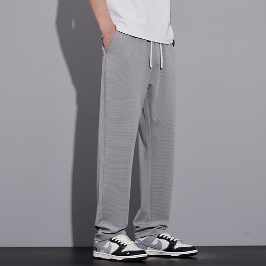 皮尔卡丹（pierre cardin）男裤夏季薄款冰丝凉感休闲裤男生垂顺挺括长裤子男直筒运动裤 6625黑色 4XL [推荐180-200斤]