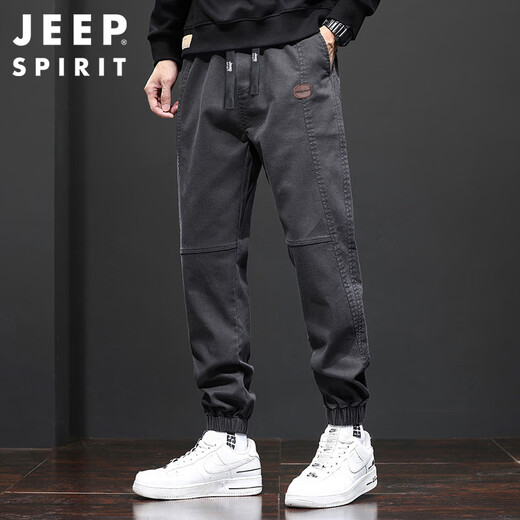 JEEP SPIRIT吉普休闲裤男春夏季韩版束脚裤子男士宽松工装裤 灰色 XL