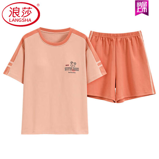 Langsha (Langsha) reines Baumwollsommer-Pyjamas Frauen Pullover Pyjamas Sommer Kurzarmshorts bequem und lässig nach Hause Kleidung Z9856 M [Vorgeschlagen 80-100jin [Jin gleich 0,5 kg] tragen]