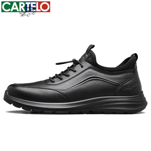 CARTELO men's shoes spring and autumn cowhide comfortable dad shoes business sports casual men's leather shoes 5210 black 40
