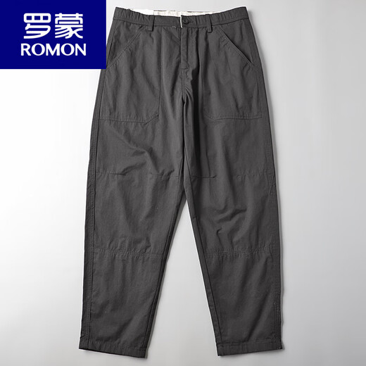 罗蒙（ROMON）休闲裤男夏季纯棉阔腿裤宽松直筒日系哈伦裤男休闲长裤百搭工装裤 6626灰色 34