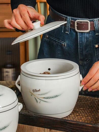 Raf core overflow soup stew pot Fujian Nan Fujian Nan overflow soup stew pot ceramic with liner household broth separation pot with holes for filter-free chicken wheat ear style with liner - 1250 ml