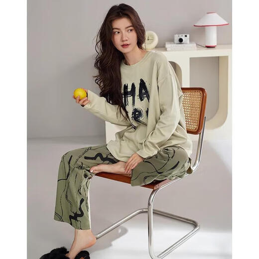 Sangqin-Pyjama für Frauen im Frühling und Herbst Langarm 2025 Neue Stile für Herbst und Winter können außerhalb der Heimkleidung XB9930 MODEL M getragen werden