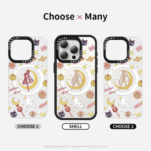 Fine Centers (MSMF) Sailor Moon Apple Magnetic Case Magnet Sailor Mes de dibujos animados de Heart Heart Sense Magsafe Wireless Carga aplicable para la Case de Protector Anti-Fall de silicona de las mujeres [Acrílico magnético] Sailor Moon-BG983G iPhone15